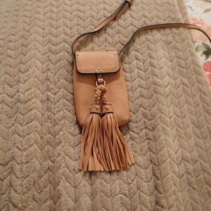 Phone holder crossbody pink with tassel
